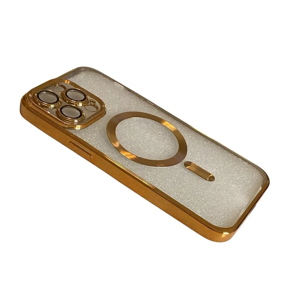 iPhone 13 Magnetic Case [MagSafe Compatible] Full Camera Lens Protector Gold Edg